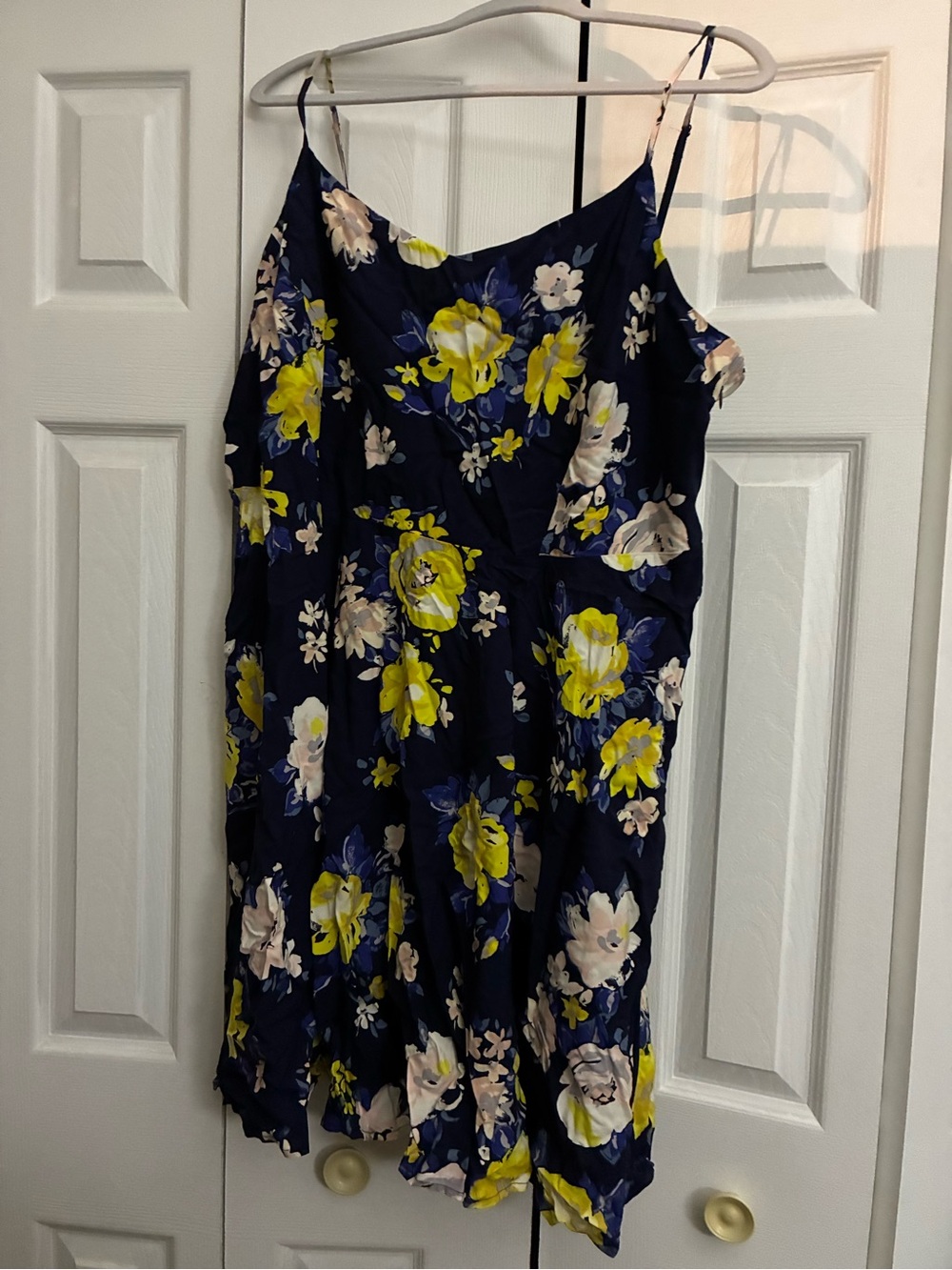 Old Navy Floral Navy Slip Dress w/Yellow & Cream Accents, Size XXL